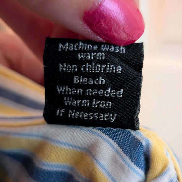 Men's yellow, blue, and white striped Seaport size medium Collared Shirt - Picture 5 of 5